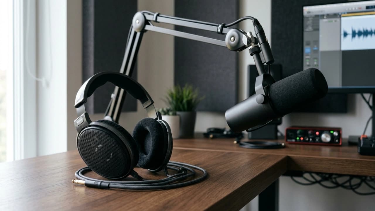 Professional interpreting booth equipment with headsets, console, and audio-visual setup ready for a multi-language event